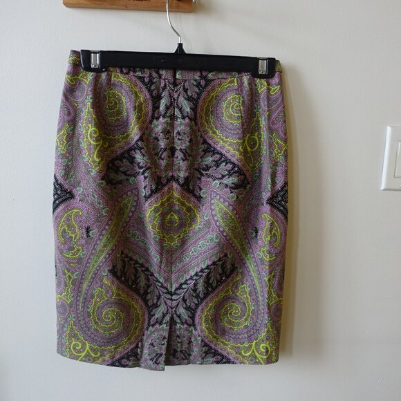 J. Crew JCrew #76239 Orchid Chartreuse Paisley pencil Skirt Petite 2 2P XS - Picture 6 of 11